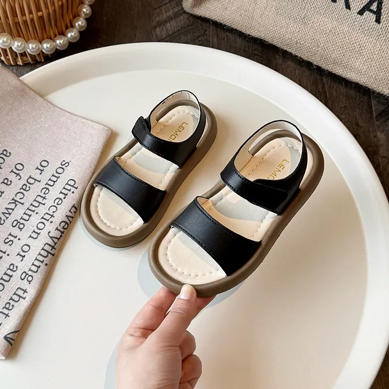 Sandali per bambini scarpe da principessa Casual per ragazze per le vacanze estive scarpe da spiaggia in tinta unita stile neutro resistente