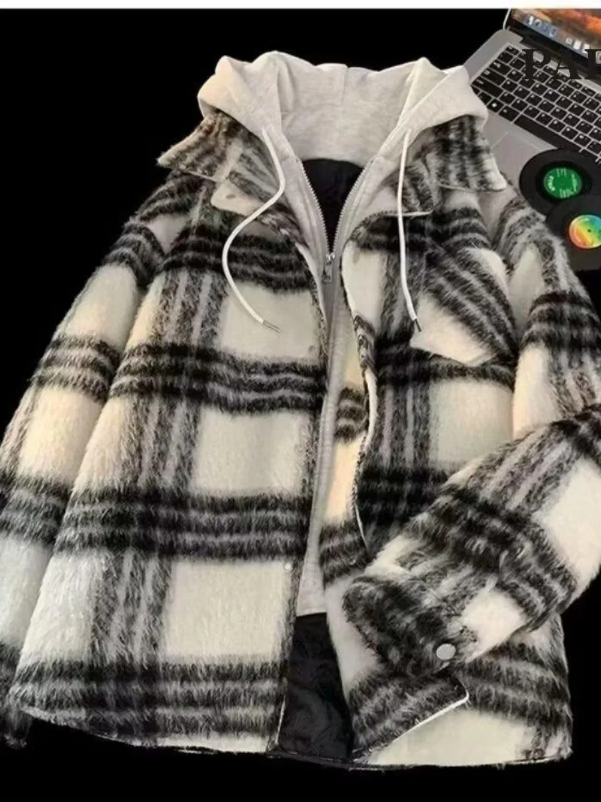 

Мужское шерстяное пальто в клетку, осенне-зимнее, теплое, модное, свободного кроя, с капюшоном, ветрозащитное, длинное, на молнии, повседневное...