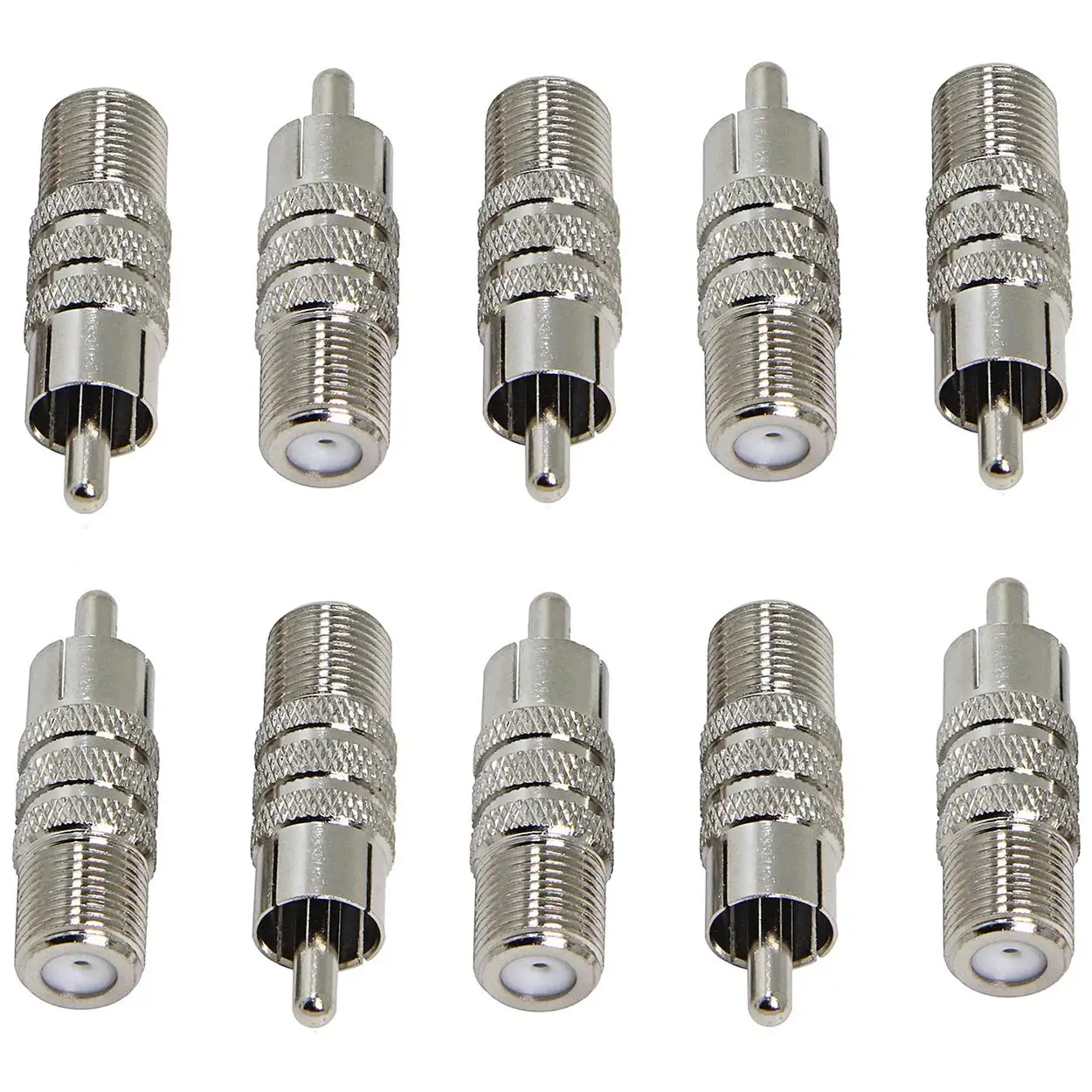 10PCS  F Type Female To RCA Male Coaxial Audio Adapter Coax To RCA Adapter Connector To for TV Audio and Video Devices