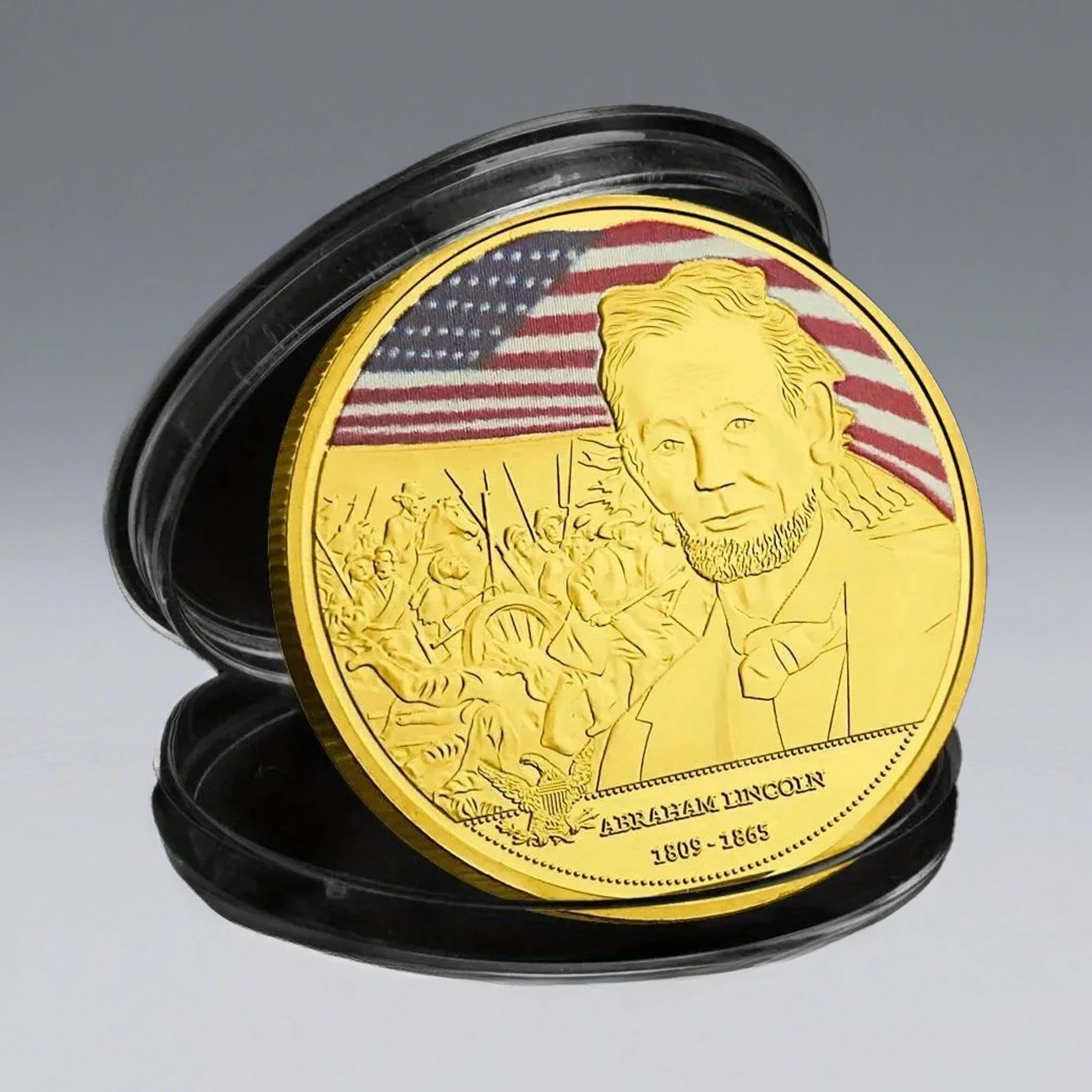 1809-1865 الرئيس الأمريكي أبراهام لينكولن تذكارية عملة مطلية بالذهب الولايات المتحدة الرئيس العملات التذكارية