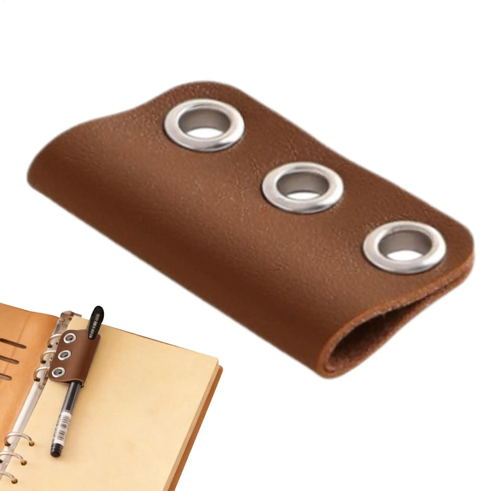 Pen Holder Clip For Journal PU Leather Loose-leafs Notebook Pen Clip Pencil Loop Holder For Home School Pen Fixed Clamp