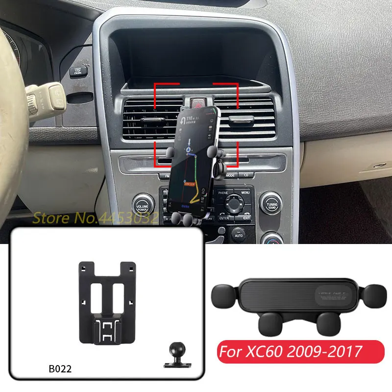 For Volvo XC60 2009-2017 Car Mobile Phone Holder Air Vent Adjustable GPS Gravity Navigation Bracket Horizontally Accessories