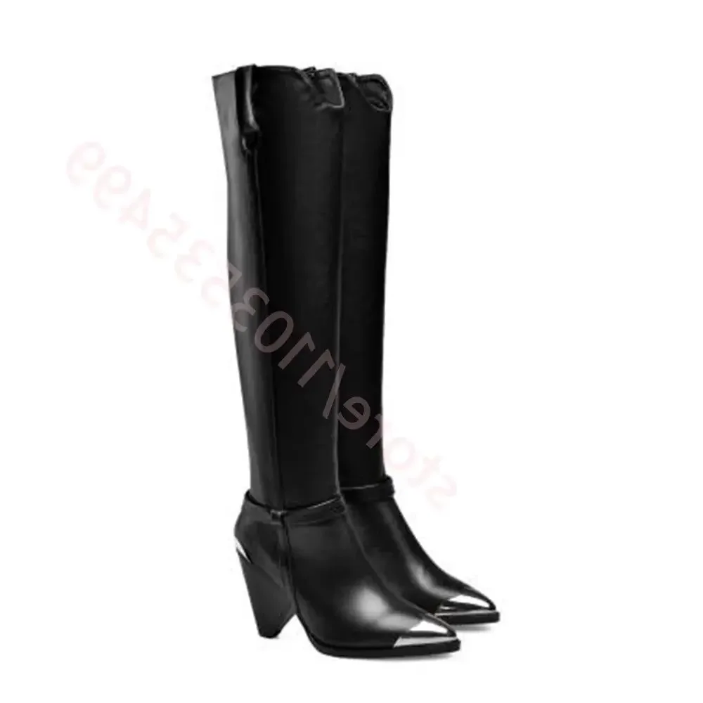 2025 Elegant Metallic Pointed-Toe Tapered Heel Boots High-Heeled Knight Style for Women Fall Fashion Runway Party Casual Booties