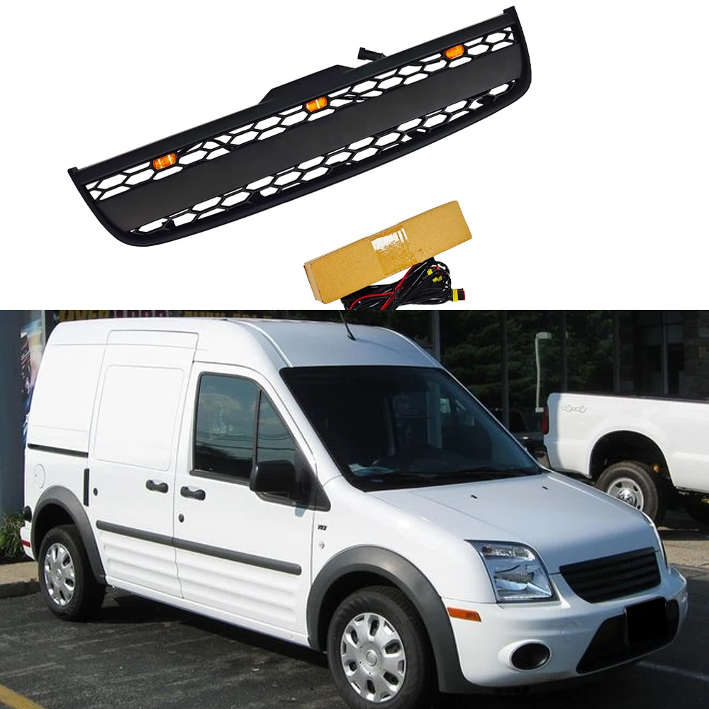 LED Car Front Grill For Ford Transit Custom 2010-2013 2014-2021(North US Version) Bumper Hood Honeycomb Mesh Grille Racing Grill - view 4