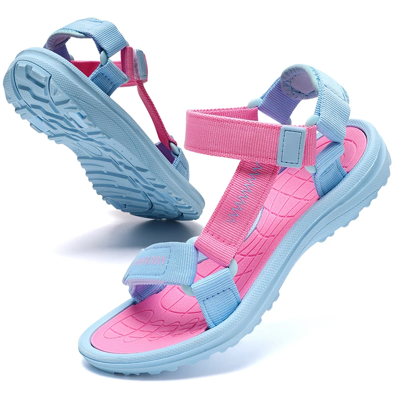 Children Summer Sandals Wear Resistant Non Slip Soft Sole Magic Strap Breathable Boys Girls Outdoor Daily Beach Walking Footwear