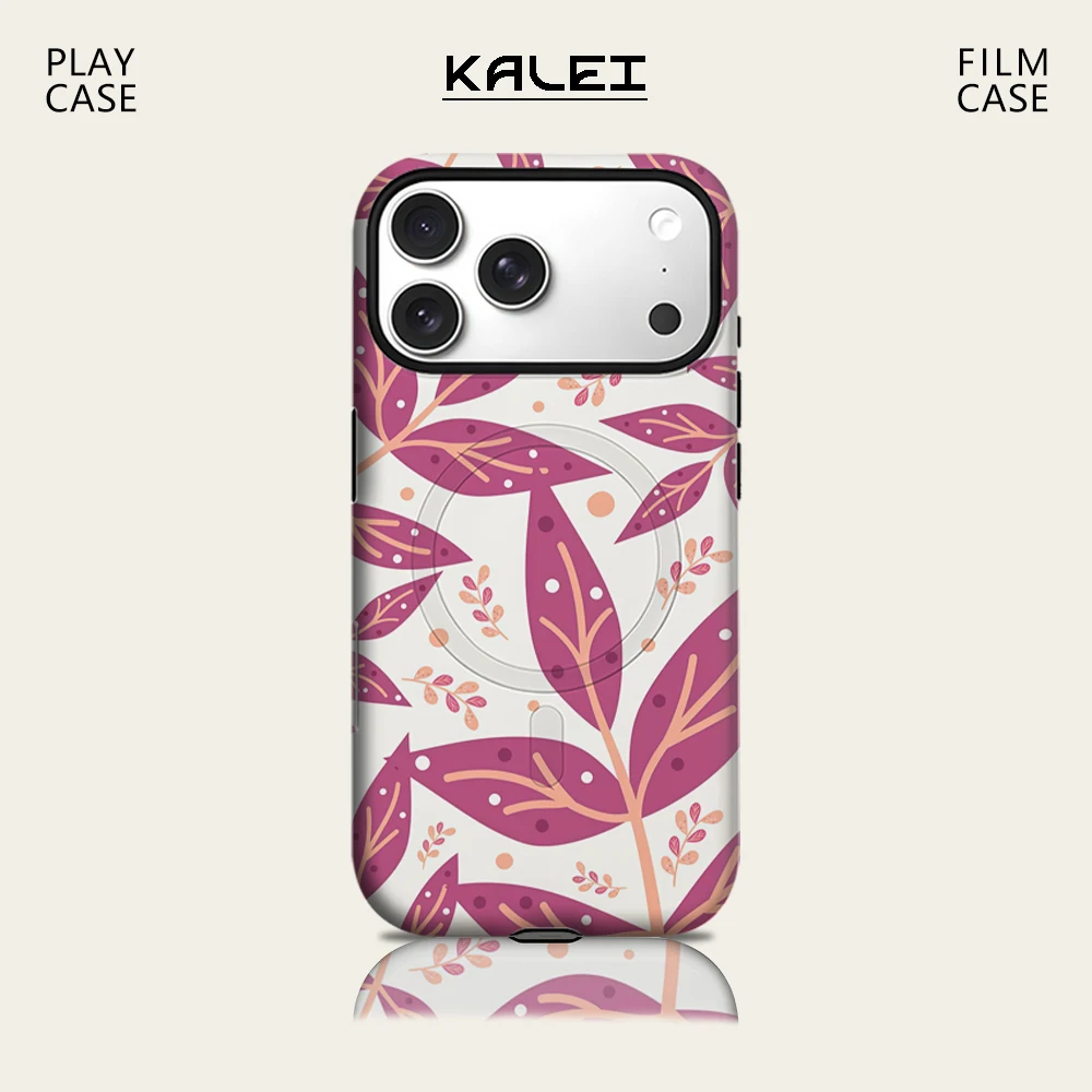 Purple Tone Leaf Handyhülle für IPhone 17 16 15 14 13 Pro Max Plus für magnetische einzelne doppelschichtige robuste Hülle