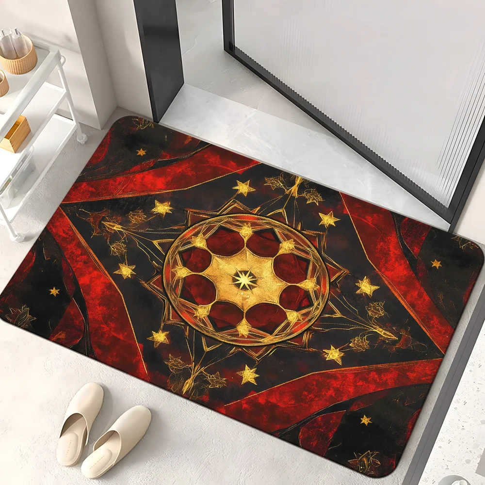 

Vintage Mandala Design Non-Slip Door Mat - Absorbent Microfiber Polyester Mat for Bedroom, Living Room, Entrance, Camping, and Y