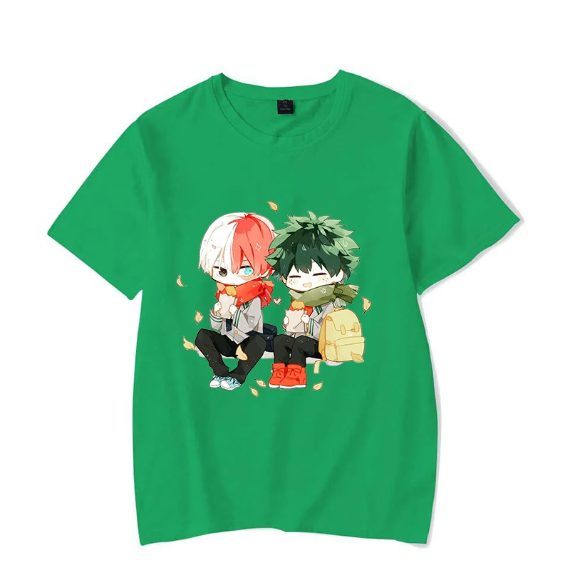 New Cartoon Anime Cute Deku Todoroki Shoto Print T Shirt Women Short Sleeve Tops Tees Summer Fashion Loose Casual T-shirt