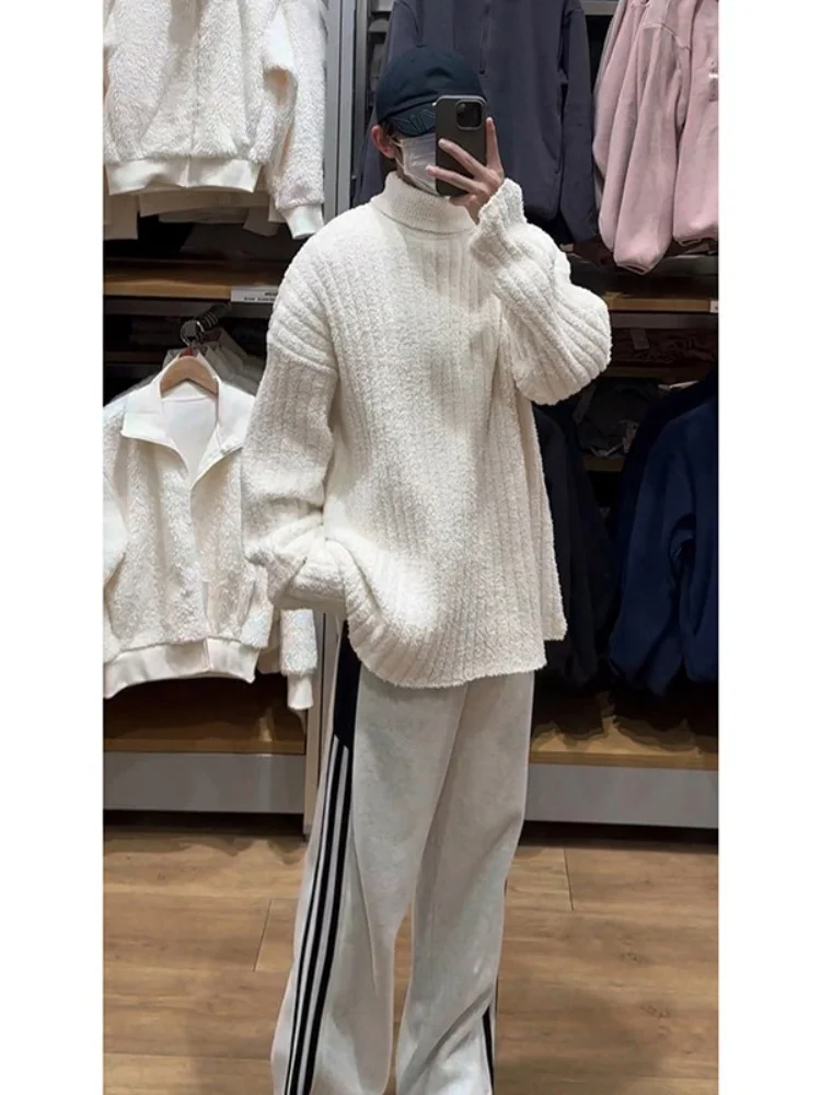 

Loose Fit High Ne Knitwear Men's Lazy Sle Comfortable Soft Winter Sweater Casual Faion Thiened Long Sve Turtlene