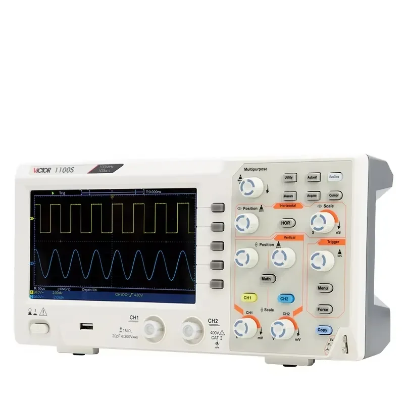 VICTOR 1100S 100 MHz Bandwidth Oscilloscope 1GS/s Real-time Sample Rate 16 Group Waveform 2 Channel Digital Storage