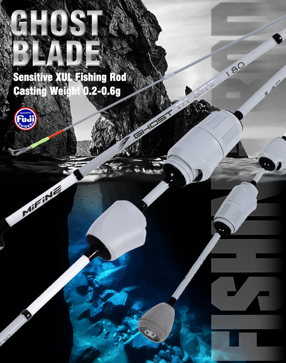 Mifine GHOST BLADE XUL Ultraleichte Spinnrute 0,2–0,6 g 30T Kohlefaser-Fuji-Ringe zum Forellenangeln Schnelle Aktion Rohrspitzen – Detail 1