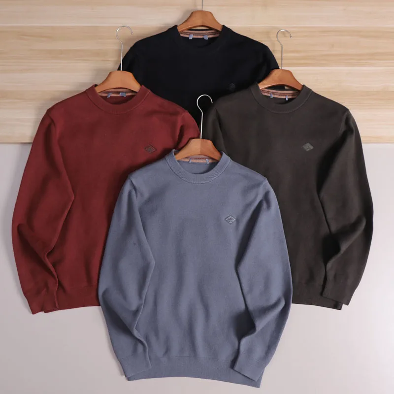 

Casual Men's round Ne Knitted Sweater Wool Modal Blend Autumn Winter Warm Base Layer irt Straight Cut Long Sve Crew Ne