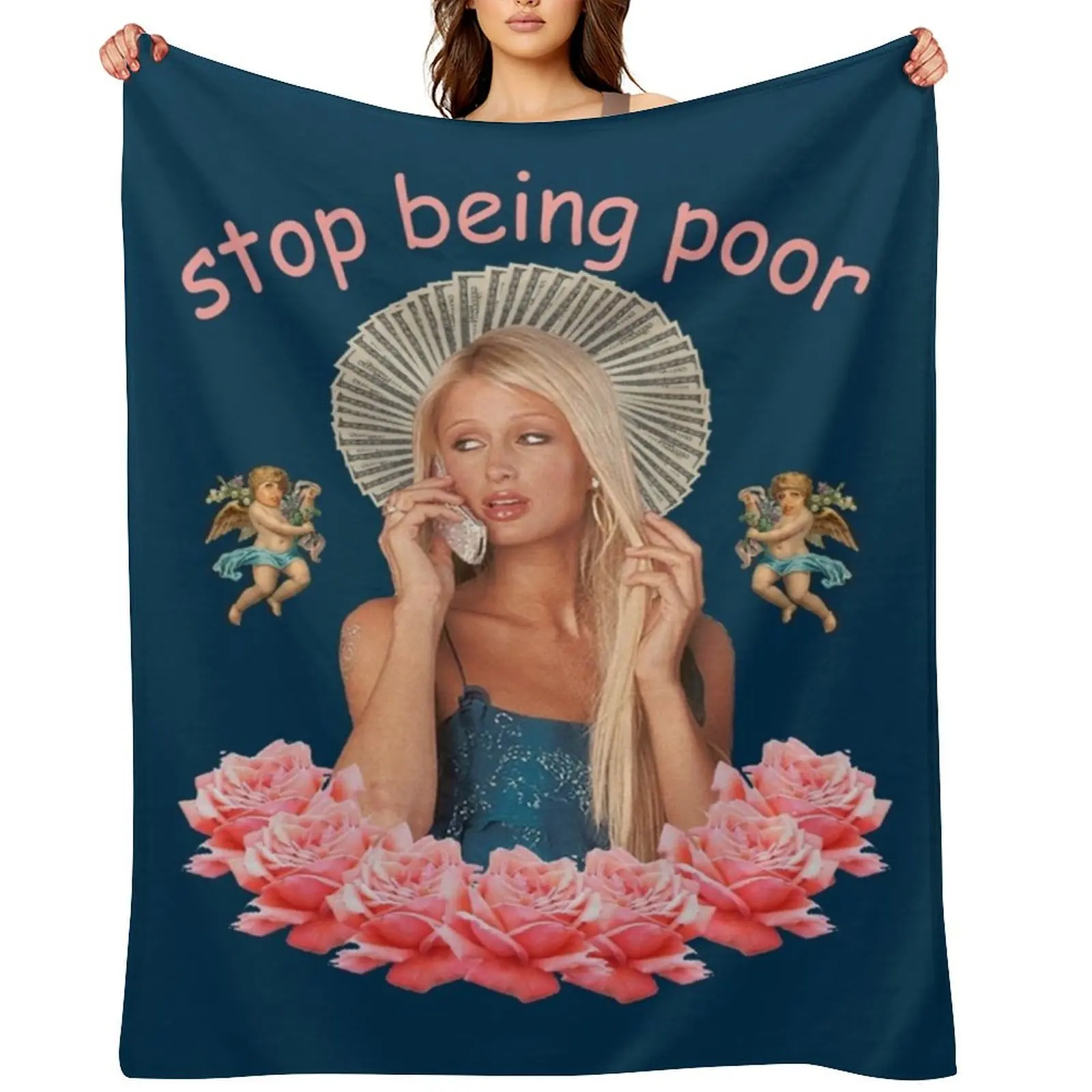 

Paris Hilton _Stop Being Poor_ Throw Blanket Luxury Throw Soft Beds anime Thin Blankets
