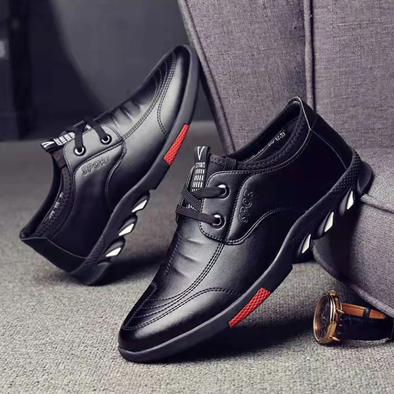 Spring 2022 New Fashion Men's Business Casual Shoes Soft Soles Non-slip Breathable All with Men's Shoes Black Le Fu KB31