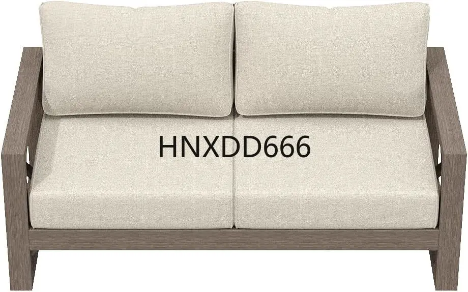 

Oversized Patio Furniture Aluminum Loveseat, All-Weather Outdoor 2 Seats Sofa Couch, Modern Metal Chair w/ Cushions, Beige