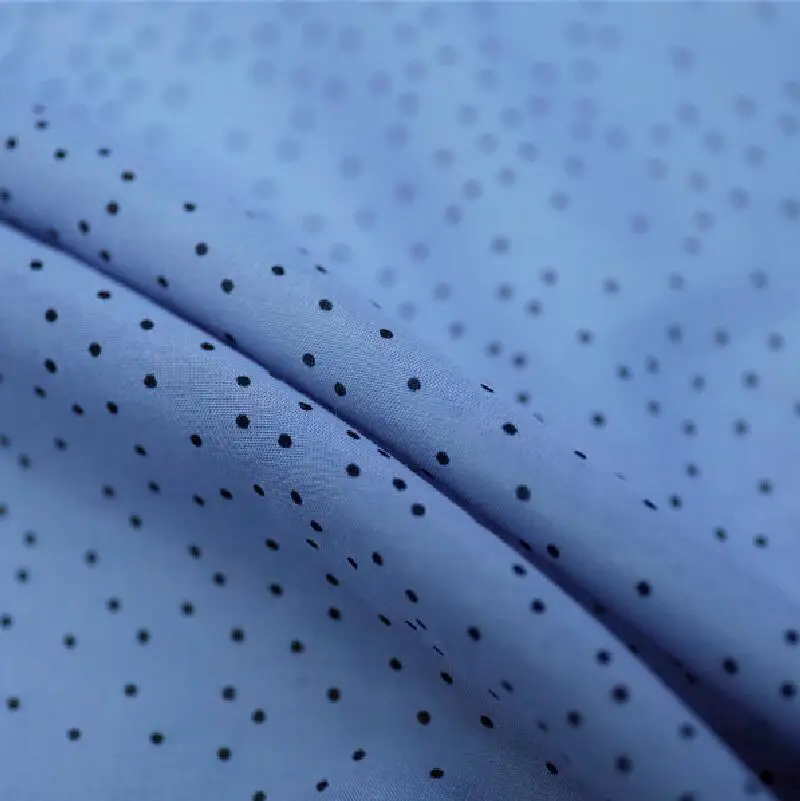 14mm silk cotton light blue wavelet dot hand feel sewn material dress Pants top fabric Personal Tailor