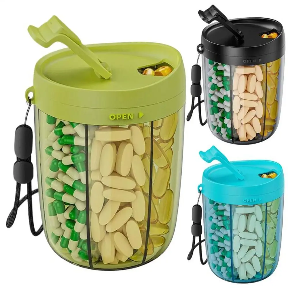 

Transparent Pill Storage Containers Sealing 6 Grids Pill Large Organizer Moisture-proof Pill Supplement Organizer Bottle