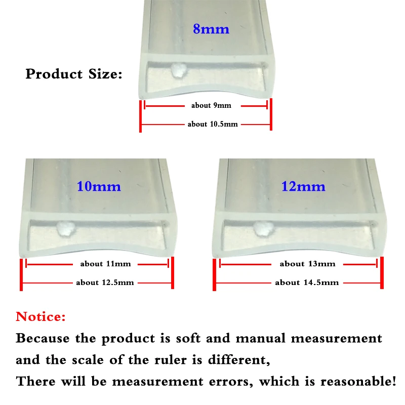 5m/10m Length 8mm/10mm/12mm Silicon Tube IP67 For SMD 5050 3528 3014 5630 ws2801 ws2811 ws2812b Waterproof Led Strip Light