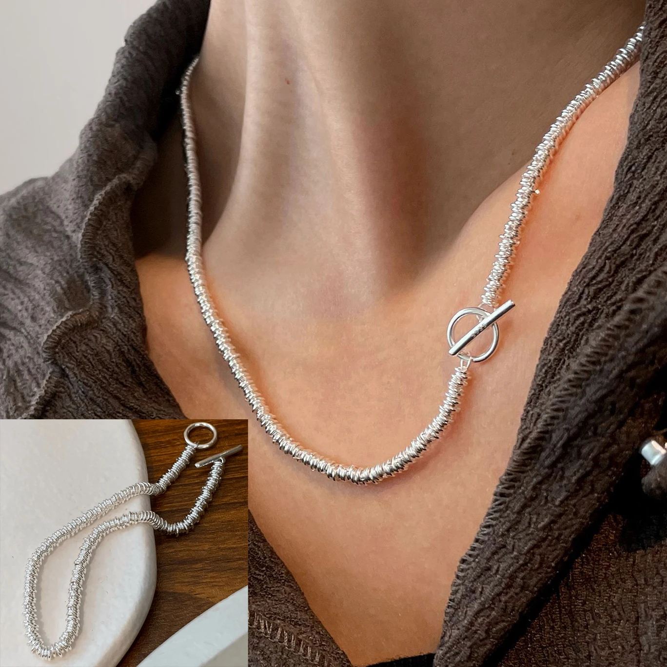 Women's 925 Sterling Silver Line Necklace