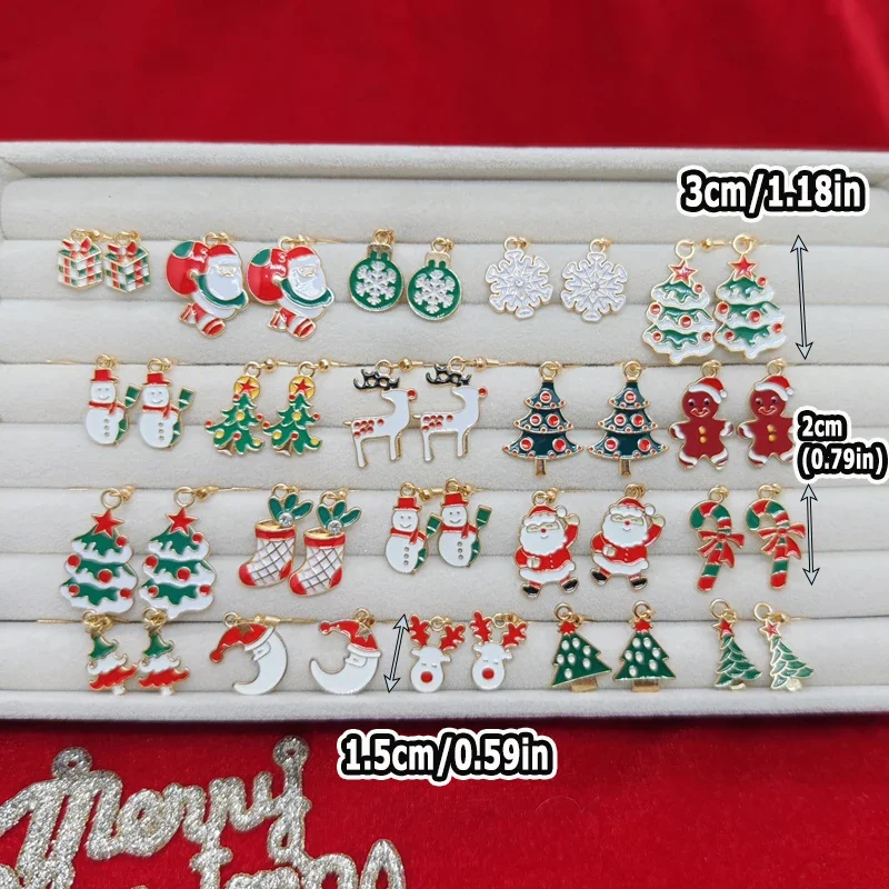 40PCS - Classic Cartoon Christmas Element Earrings, Christmas Celebration Earrings, Party and Gathering Clothing Accessories