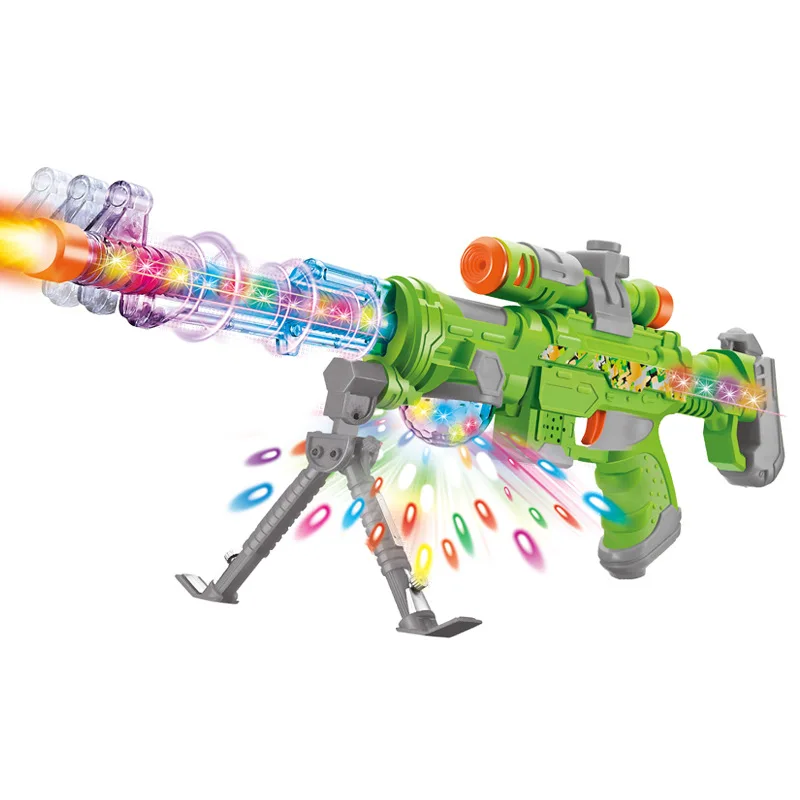 Multicolor Flashing Submachine Gun with Battle Sound Effects Colorful LED Machine Gun Interactive Toy Pistol for Boys Kids Gifts
