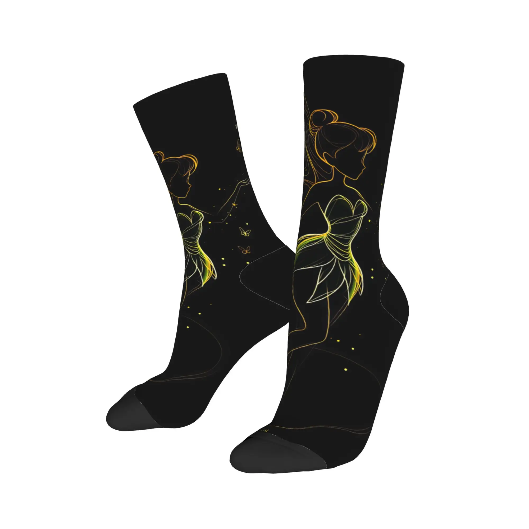 Tinker Anime Bells Socks  Anti Bacterial Stockings Men's Medium Soft Outdoor Sports Socks Autumn Fashion Graphic Socks