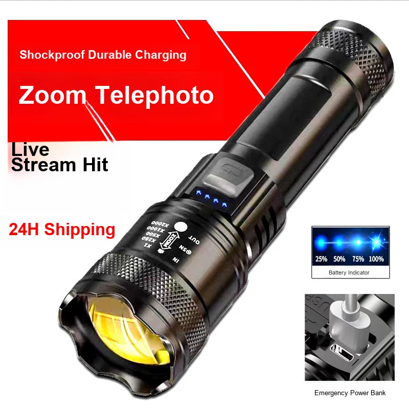 Portable Mini Multi-function LED Flashlight Strong Light Super Bright Long Range for Outdoor and Household Use
