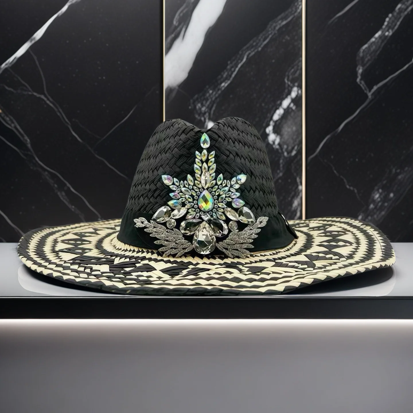 hongluan-サマーブラック-ウエスタン-ストローカウボーイハット-ラインストーン付き-メンズ-カウボーイハットパーティー用-ヴィンテージカウガールハット-高級婦人用