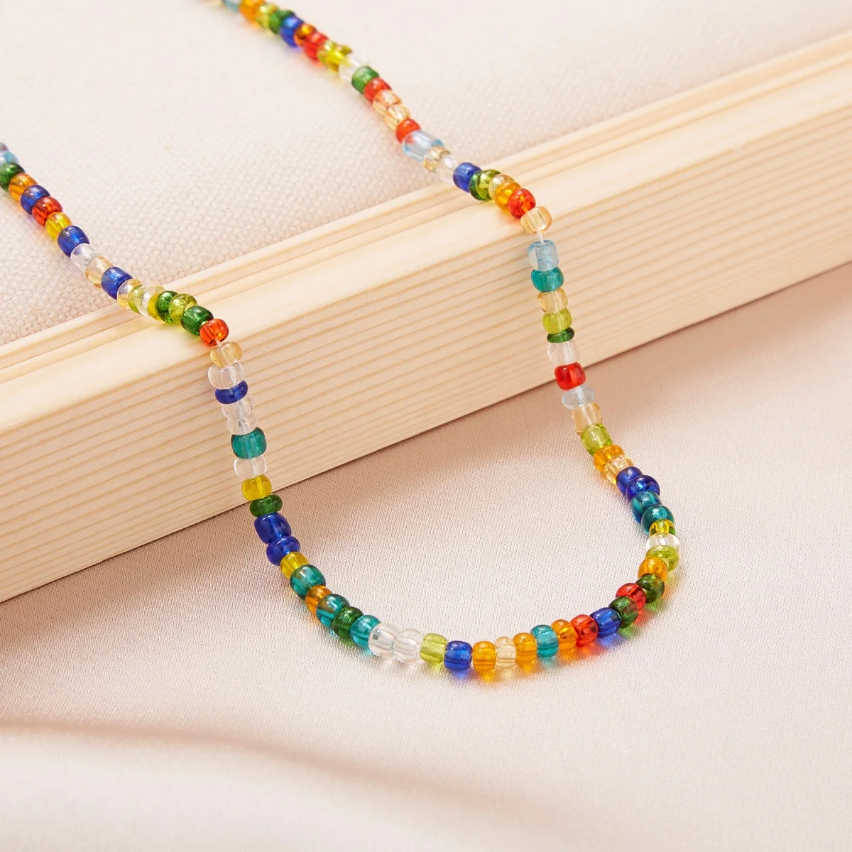 Bohemian Colorful Rice Beads Necklace For Women Men Fashion Handmade Little Resin Bead Clavicle Chain Choker Stackable Jewelry
