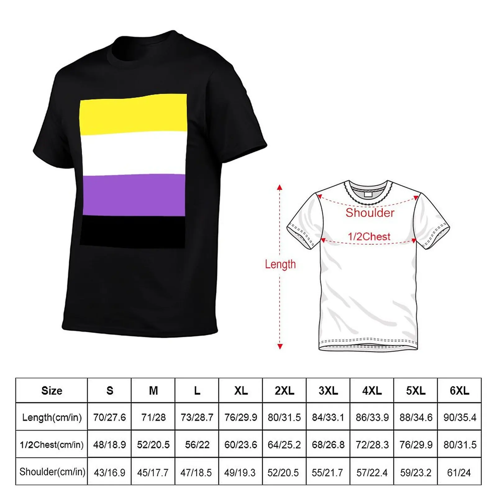 Non Binary Pride Flag Genderqueer Flag T-Shirt Large Size Breathable Tee