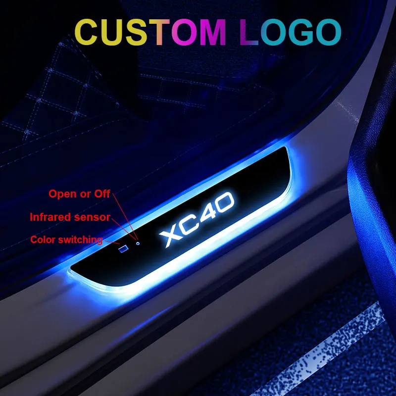 Car door Sill light logo Projector lamp Power Moving LED Welcome Pedal For Volvo XC40 car accesorios