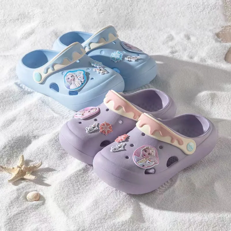 Children Garden Shoes Baby Boy Girl Sandal Cartoon Frozen Elsa Olaf Summer Slipper Kid Indoor Non-slip Soft Beach Sandal 140-210