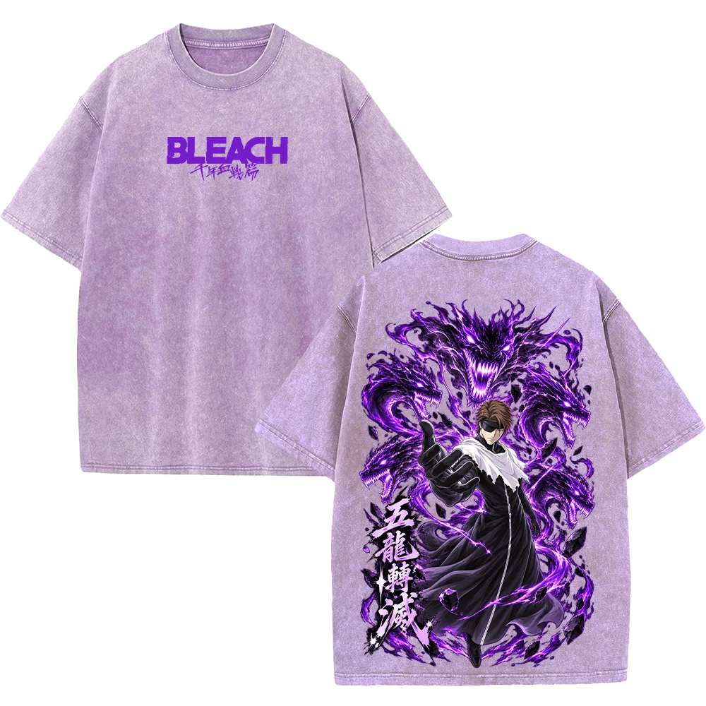 Sosuke Aizen BLEACH Anime Graphic T-shirt Vintage Washed Oversized T Shirt Men Women Clothing Short Sleeve High Quality Tee Tops