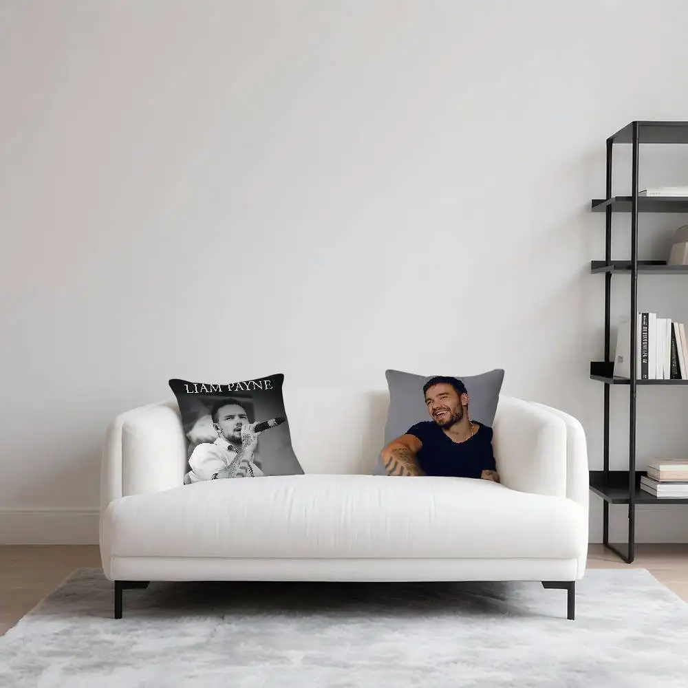 Cantor l-liames p-payne capas de almofada dos desenhos animados sofá decorativo casa impressão dupla face curto pelúcia bonito capa de almofada