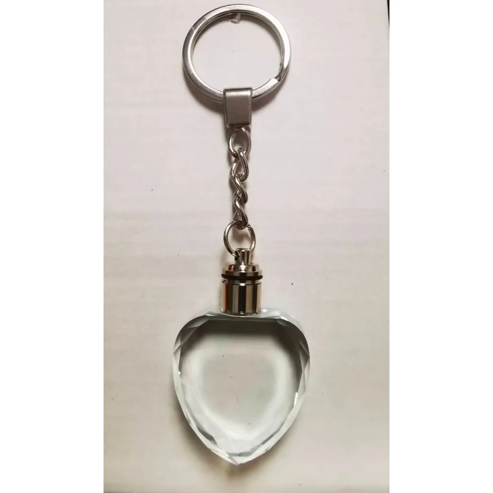 Blank K9 Color Light Crystal Glass Keychain Album Personalized Logo Heart shaped Crystal Keychain