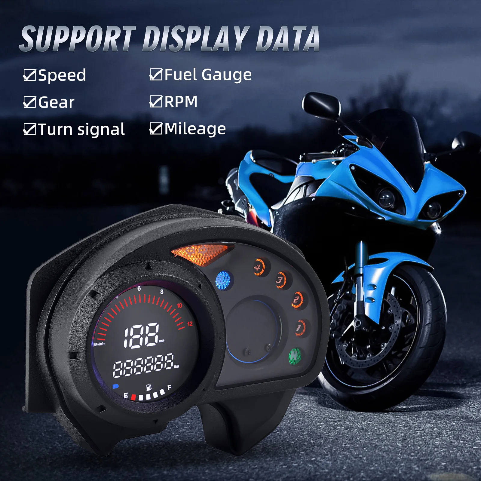 Motorcycle Digital Meter Speedometer Tachometer Oil Level Gauge Dashboard for Honda XRM110 or RS125 Digital Instrument ﻿