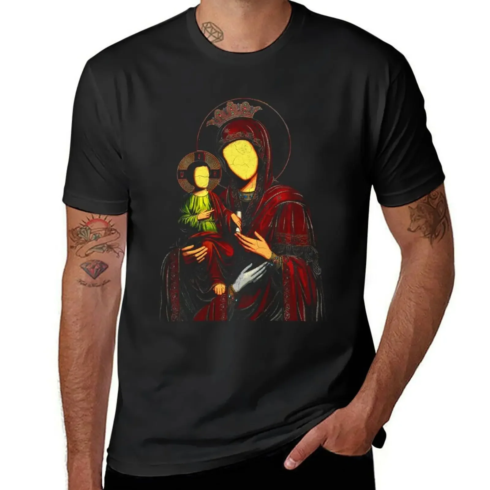 

Three-handed Theotokos T-Shirt quick drying blacks sports fans tops mens clothing