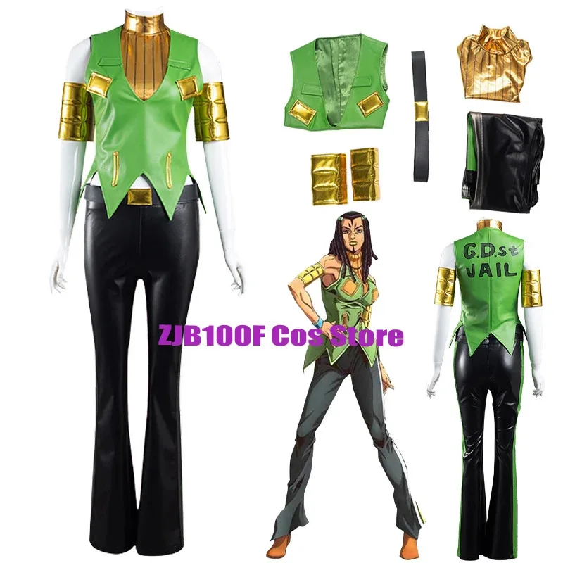 

Anime JoJo's Bizarre Cosplay Costume Hermes Costello Cosplay UniformHalloween Carnival Costume Set