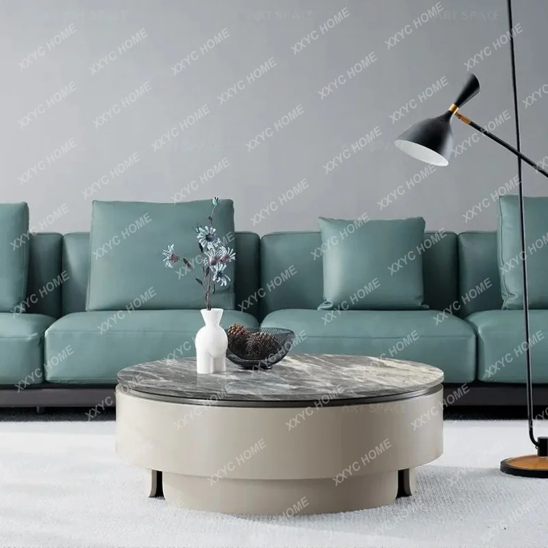 XXminimalist sofa round coffee table, modern minimalist marble surface combination coffee table
