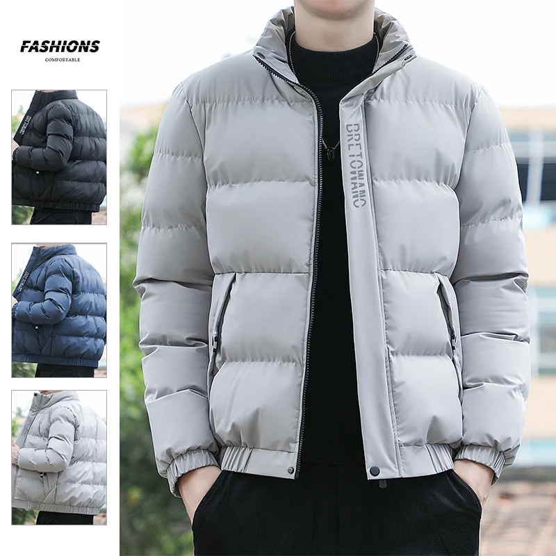 New Men's Padded Jacket Short Stand Collar Korean Casual Jacket Men's Thickened Warm Padded Jacket M-5XL