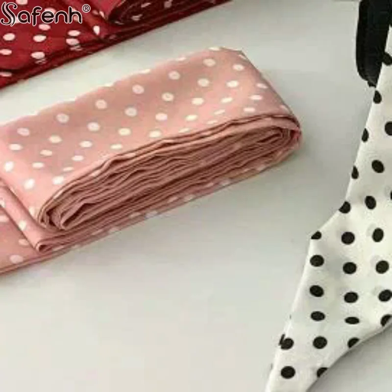 

Fashion Polka Dot Silk Scarf Versatile Headwear Hair Band Korean Style Luxury Silk Scarf Belt Package Hanging Decor Accessories