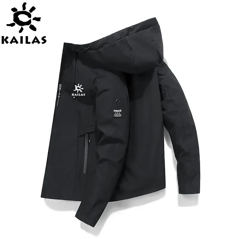 Men Zip Pocket Hooded Windbreaker Jacket Windproof Coat Lightweight Spring Autumn Sportswear Daily Wear Hiking Camping Quick Dry