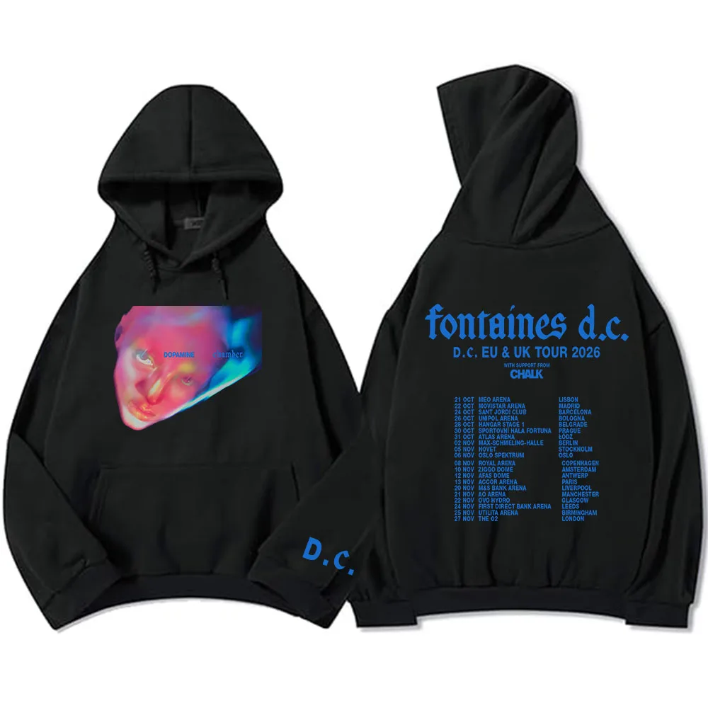 Fontaines D.C. Hoodies  DOPAMINE Chamber DC EU & UK Tour 2026 Sweatshirt Long Sleeve Casual Hooded Pullovers Graphic Print Hoody