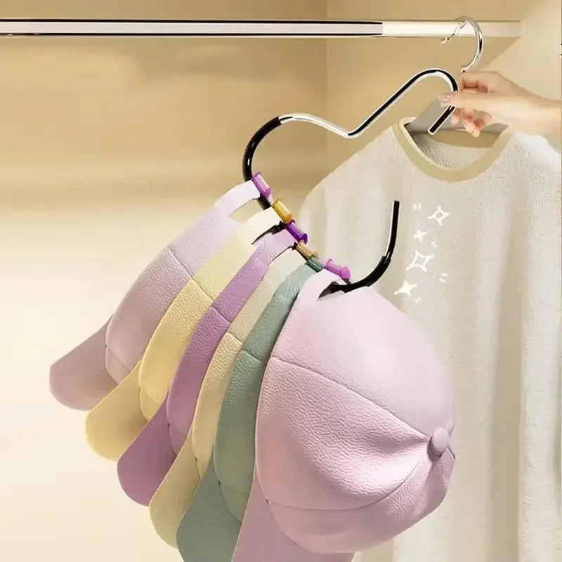 2Pcs Multi-Hat Hanger Hooks, Space-Saving Closet Organizer for Caps