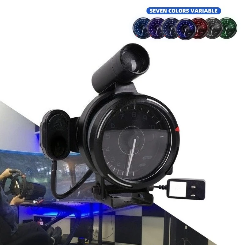 Car modification accessories 80mm tachometer 11000 speed 7 colors Back color Suitable for PC racing games