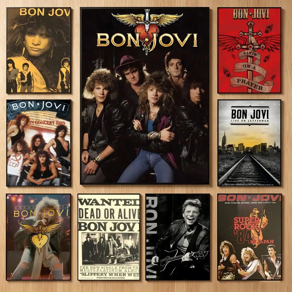 Classic Rocker B-Bon Jovi Poster Classic Self-Adhesive PP Wall Sticker for Living Room Bar Decor Gift