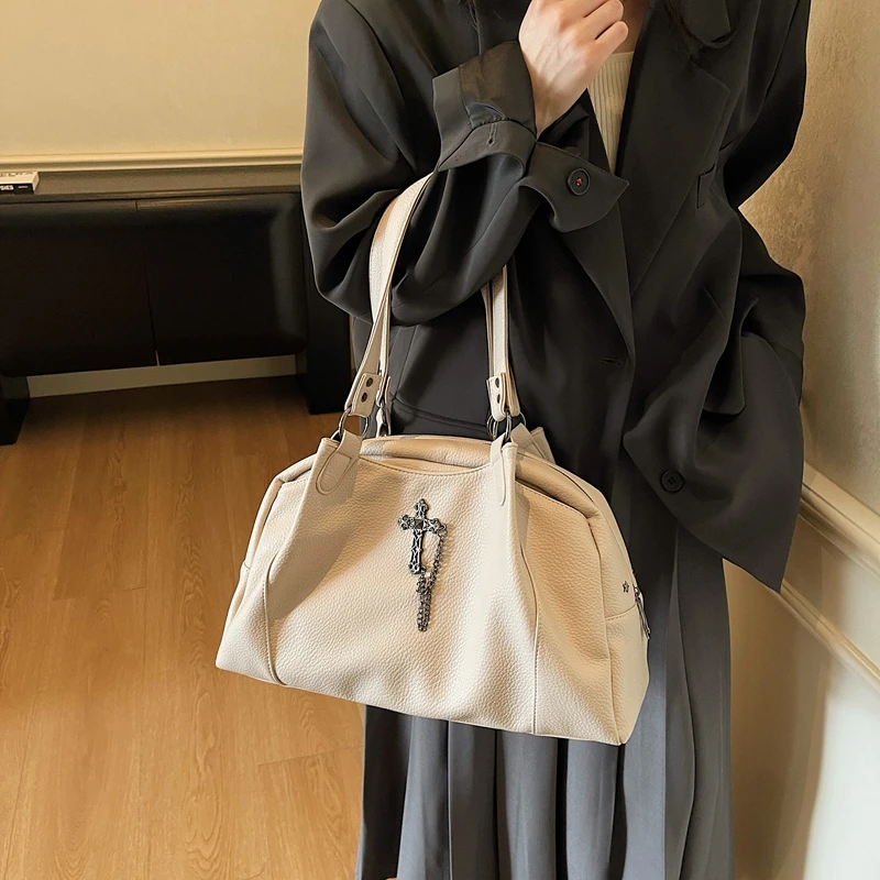 

Винтажная сумка через плечо в стиле Y2K для модных девушек, женская сумка с верхней ручкой в ретро-дизайне, большая модная сумка-тоут из искусственной кожи