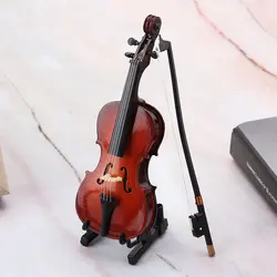14cm Wooden Miniature Cello Replica Basswood Instrument Model Musical Gifts Ornaments for Bookcase Desk Beside Table Decoration