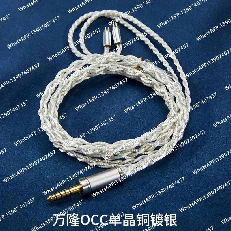 BAT BX24 Single Crystal Copper Silver Plated Earphone Upgrade Cable Balanced MMCX QDC 0.78mm