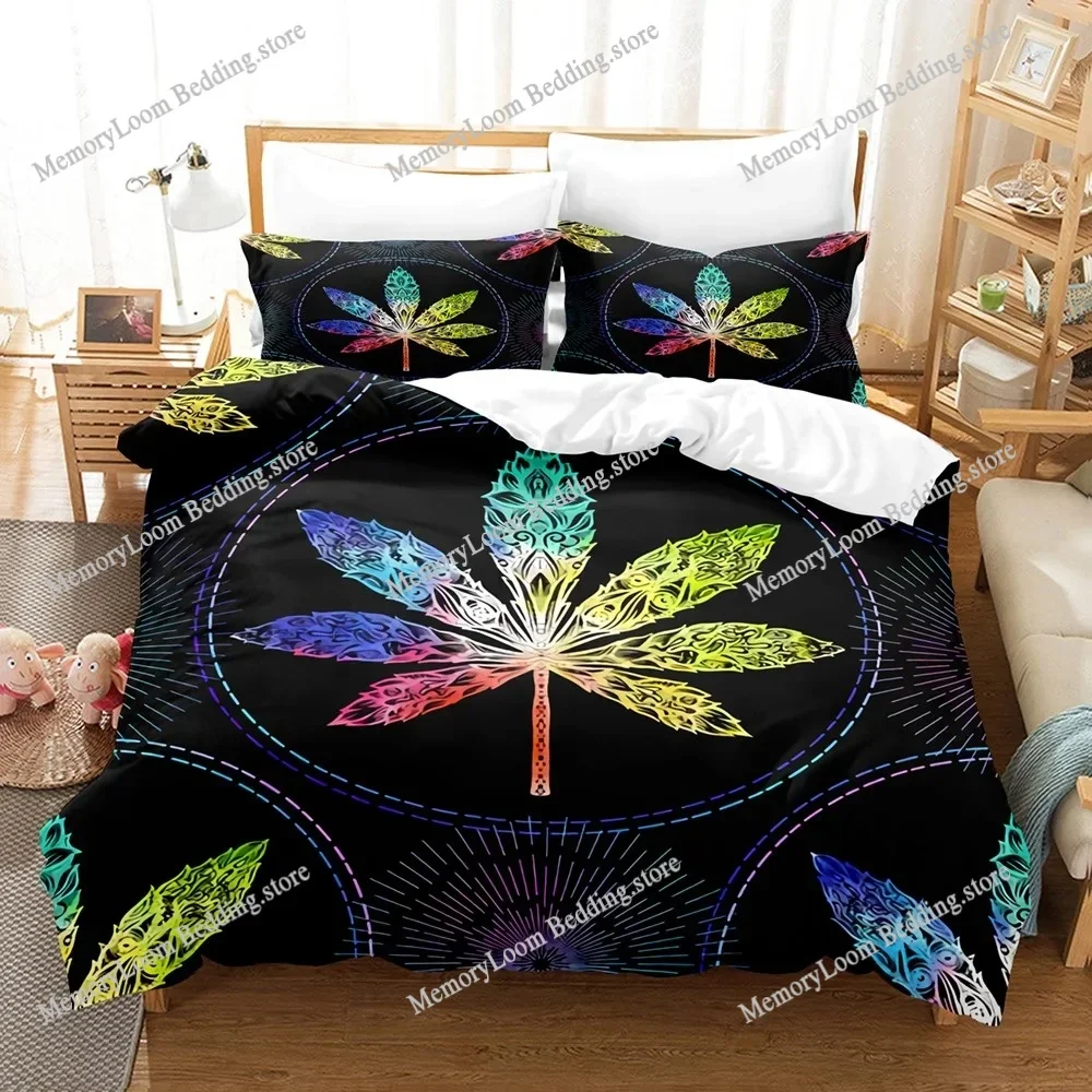 Maple Leaves Duvet Cover Set Colorful Autumn Season Maple Leaves In Unusual Designs Nature Print King Size Bedding Set